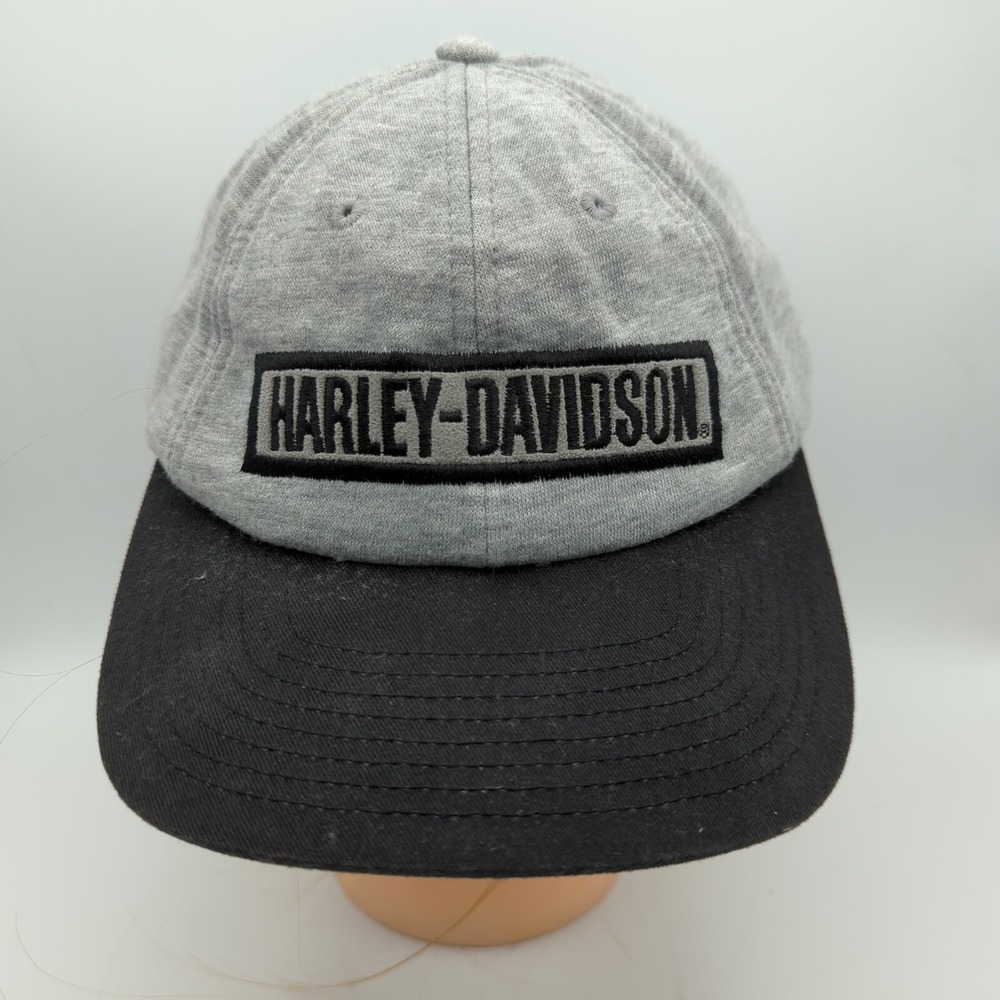 Harley Davidson Cap Embroidered Gray Black Motorcycle Biker Hat One Size